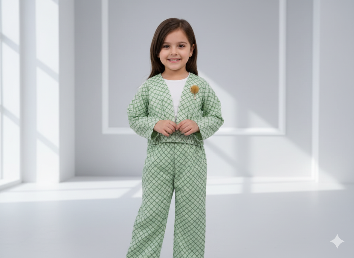Neyva Official Kids Collection | Girls 2-Piece Suit – Soft Cotton Top & Trouser Set
