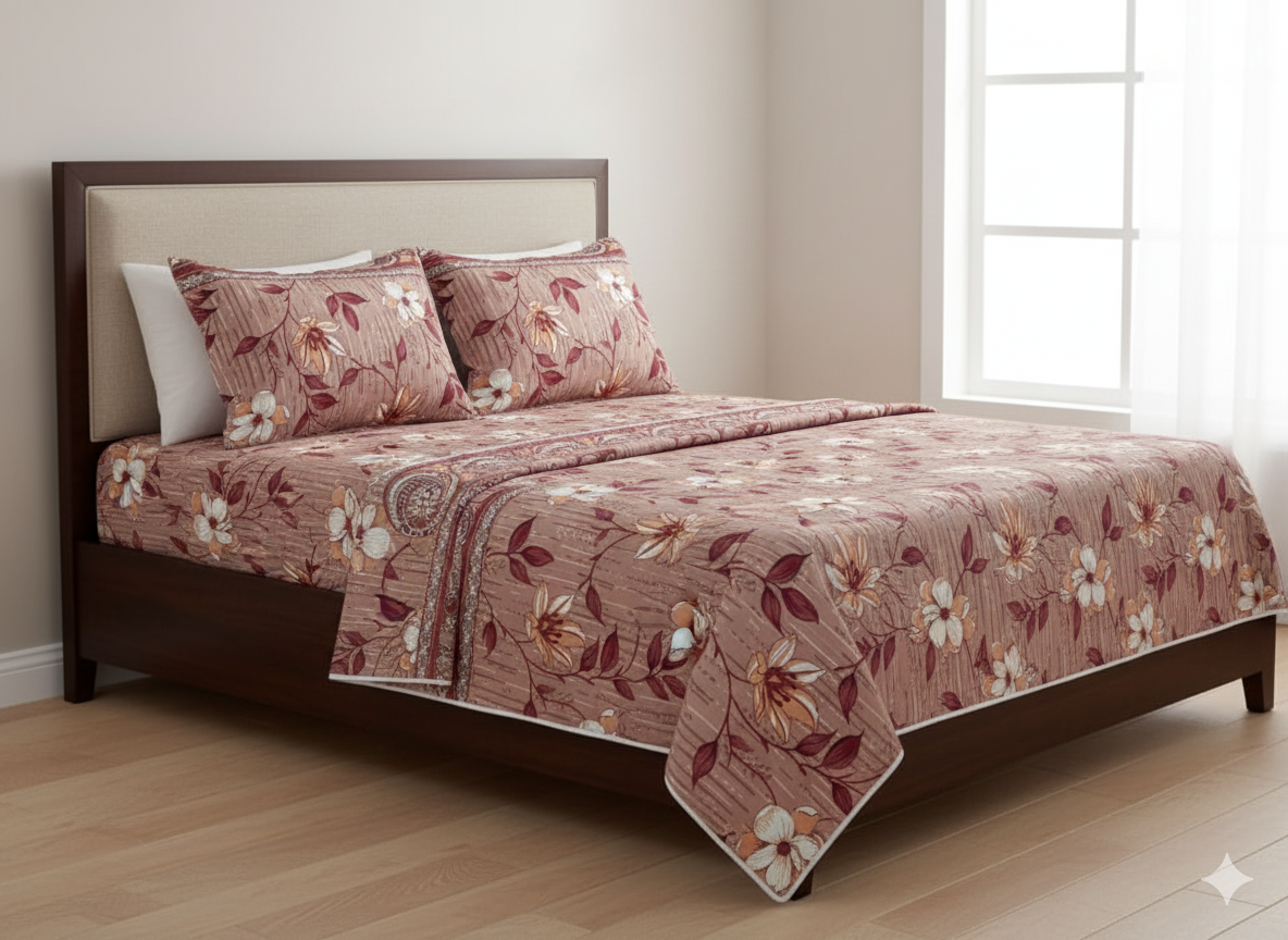 Premium Floral Double Bedsheet Set | Neyva Official | Comfortable 3-Piece