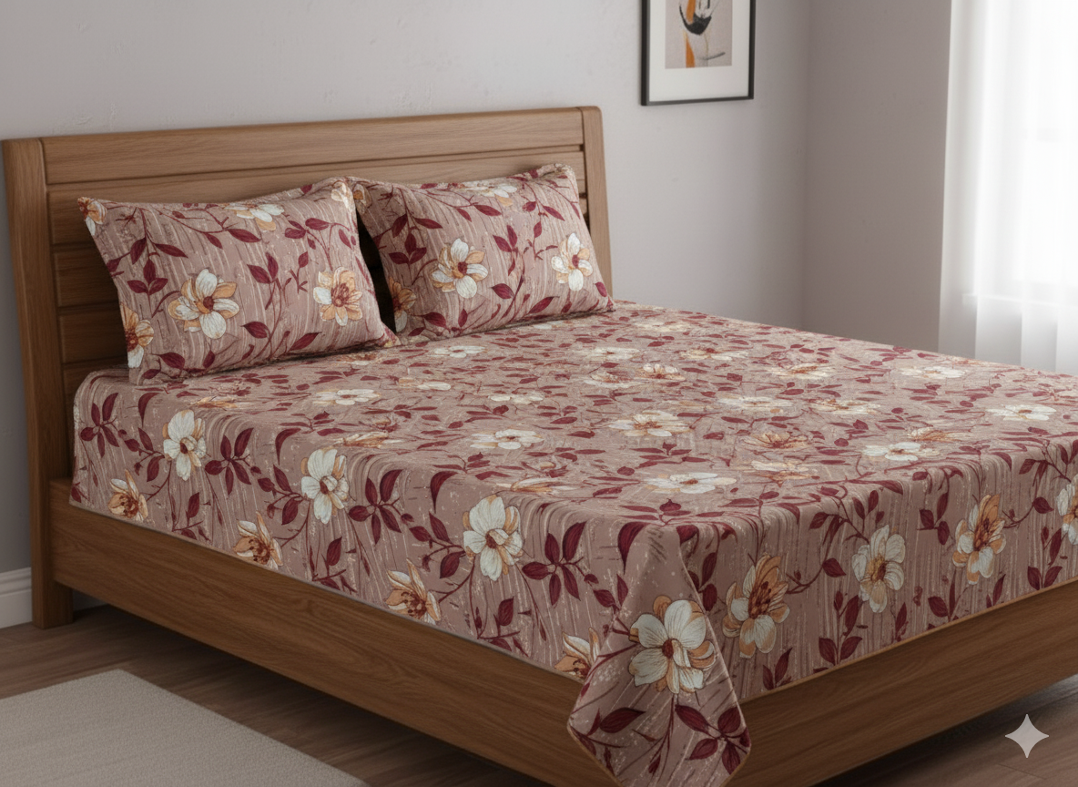 Premium Floral Double Bedsheet Set | Neyva Official | Comfortable 3-Piece