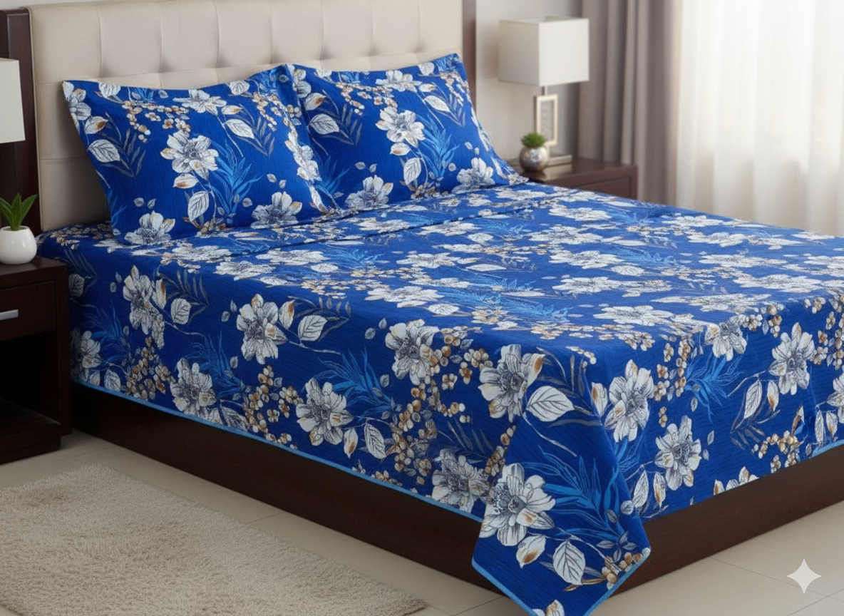 Premium Floral Double Bedsheet Set | Neyva Official | Comfortable 3-Piece
