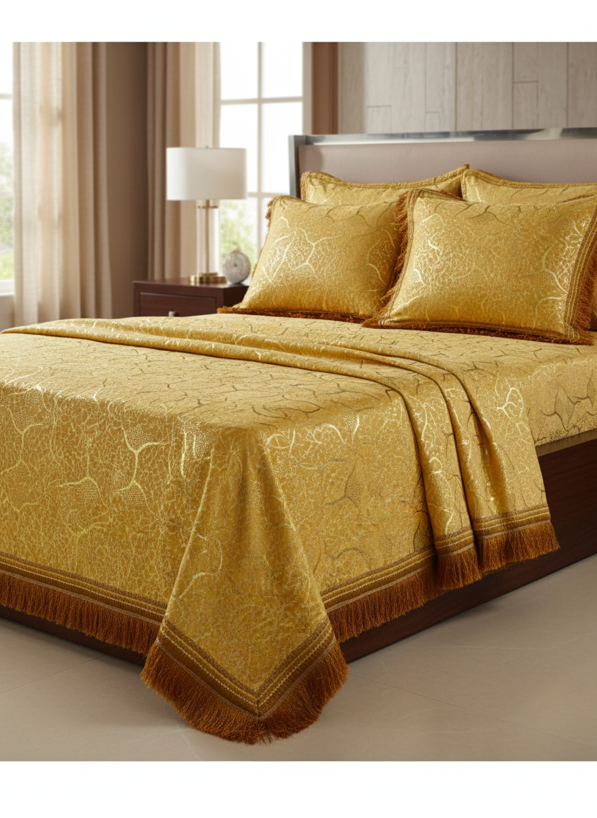 Gold Premium Velvet Bedsheet Set | Neyva Official | Comfortable 3-Piece