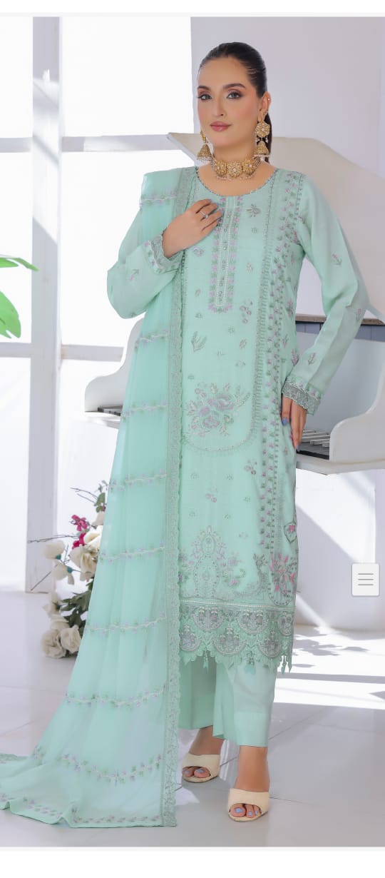 Zaras Collection | Neyva Official | Bana Dora Viscose Embroidered 3 Piece Suit