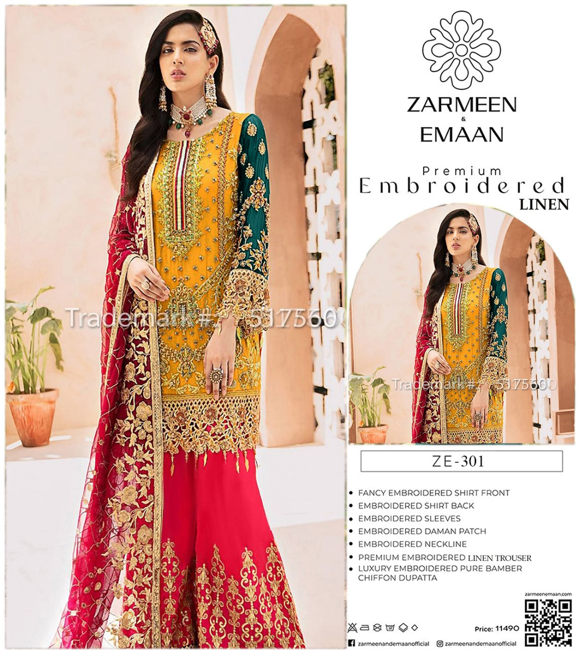 Zarmeen Eman Volume | Neyva Official | Premium Embroidered Viscose 3-Piece Suit