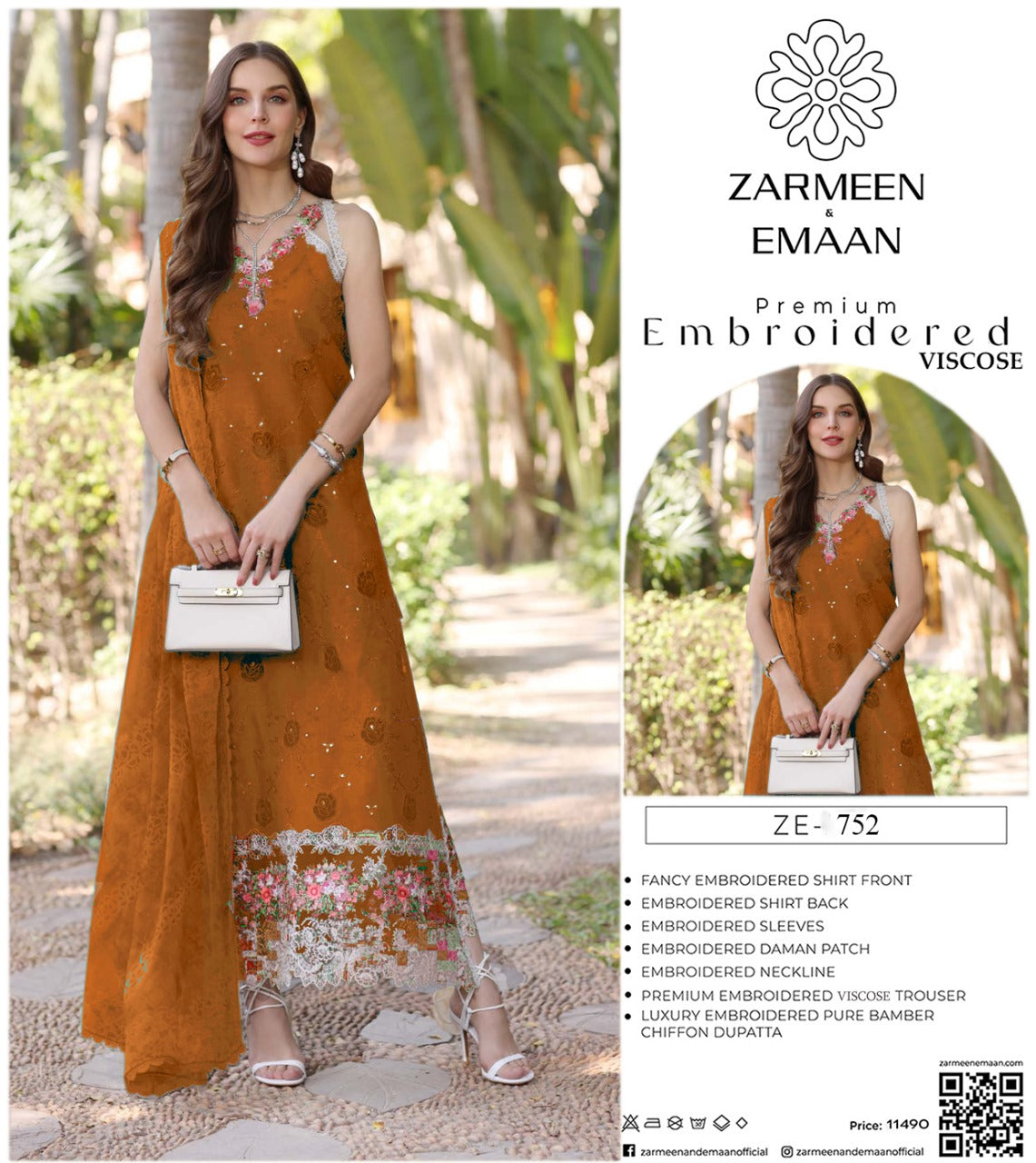 Zarmeen Eman Volume | Neyva Official | Premium Embroidered Viscose 3-Piece Suit