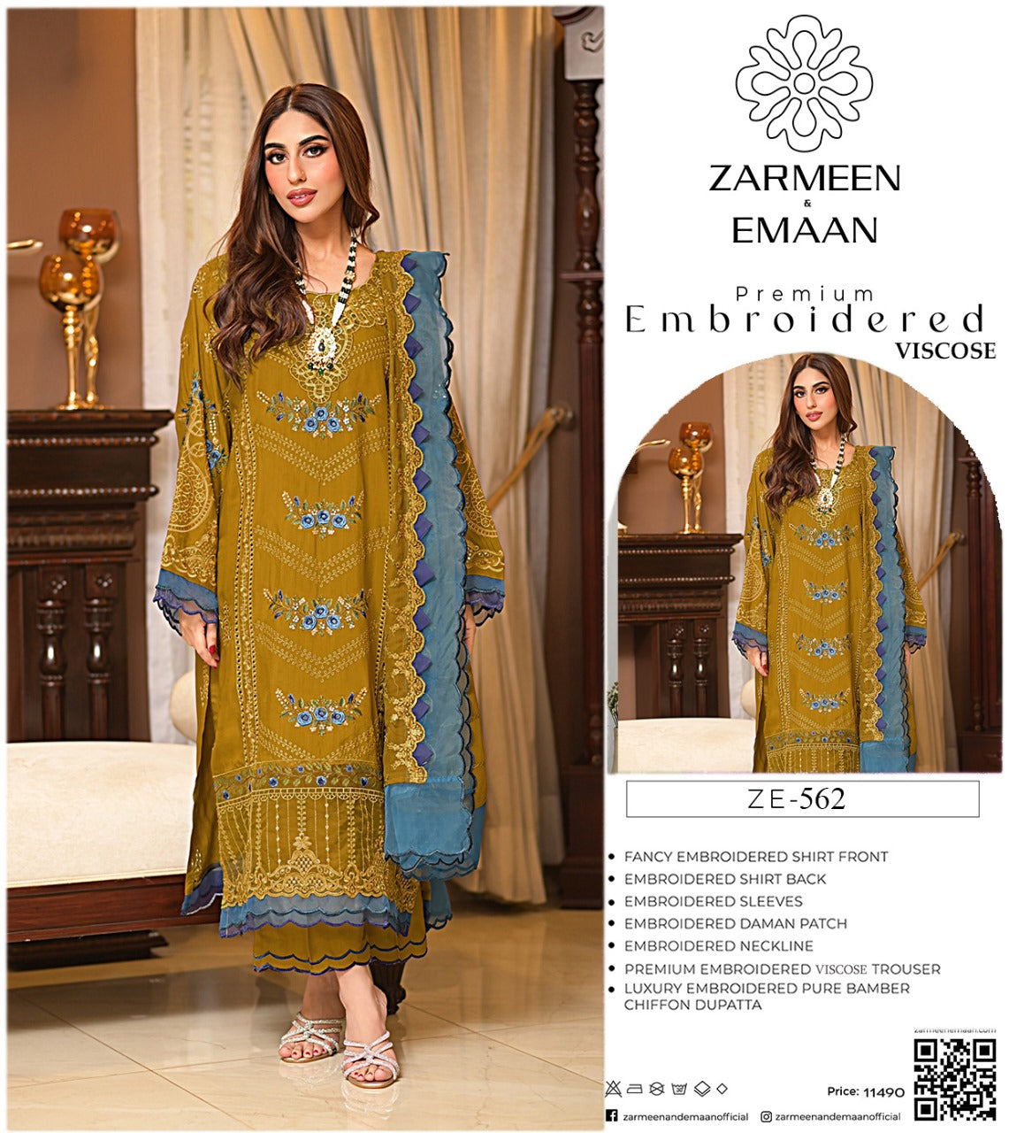 Zarmeen Eman Volume | Neyva Official | Premium Embroidered Viscose 3-Piece Suit