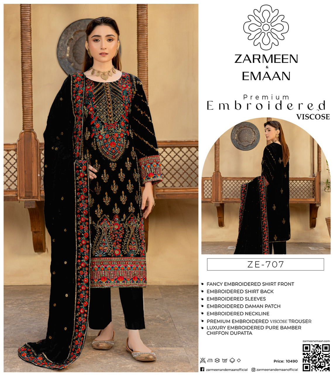 Zarmeen Eman Volume | Neyva Official | Premium Embroidered Viscose 3-Piece Suit