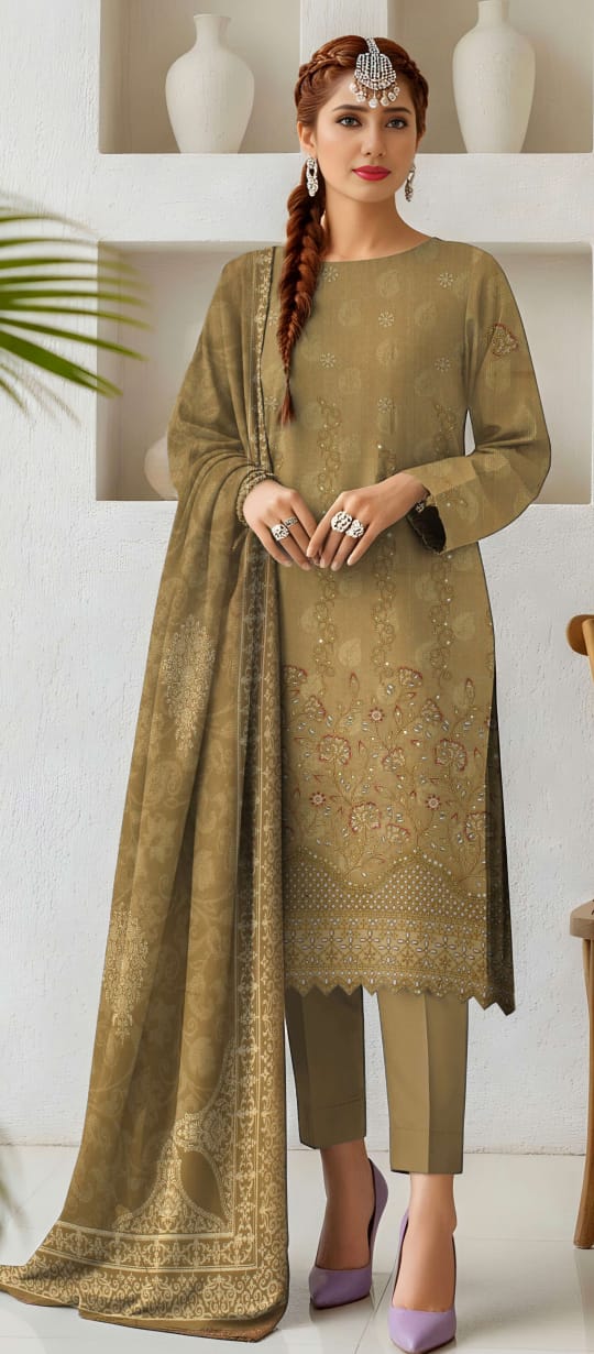 Aabroo Volume by Fatima’s Collection – Latif Arts | Neyva Official | Superior Fancy Peach Wool 3 Piece Suit