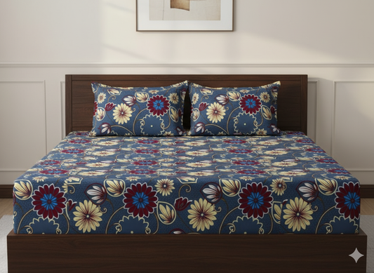 Premium Floral Double Bedsheet Set | Neyva Official | Comfortable 3-Piece