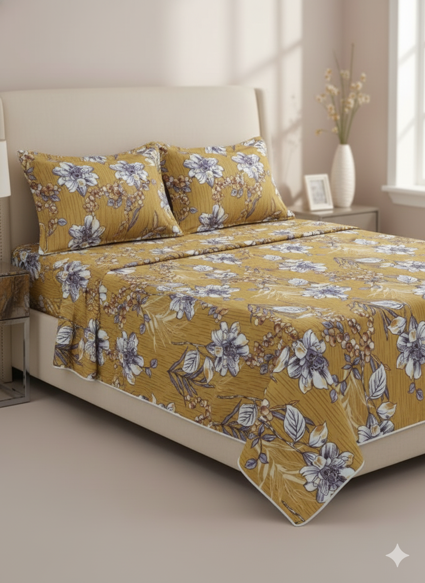 Premium Floral Double Bedsheet Set | Neyva Official | Comfortable 3-Piece