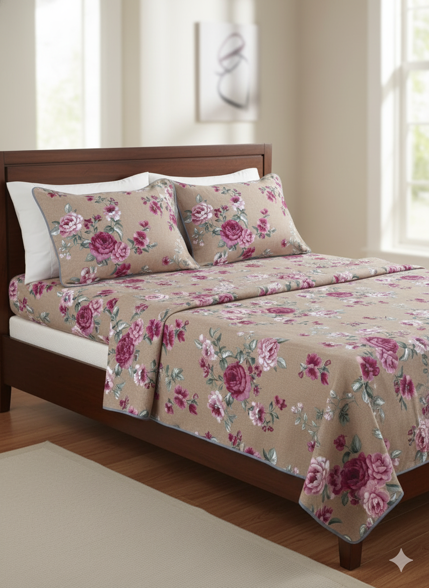 Premium Floral Double Bedsheet Set | Neyva Official | Comfortable 3-Piece