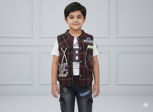 Neyva Official Kids Collection | Boys Stylish 3-Piece Suit – Premium Fabric with Modern Design