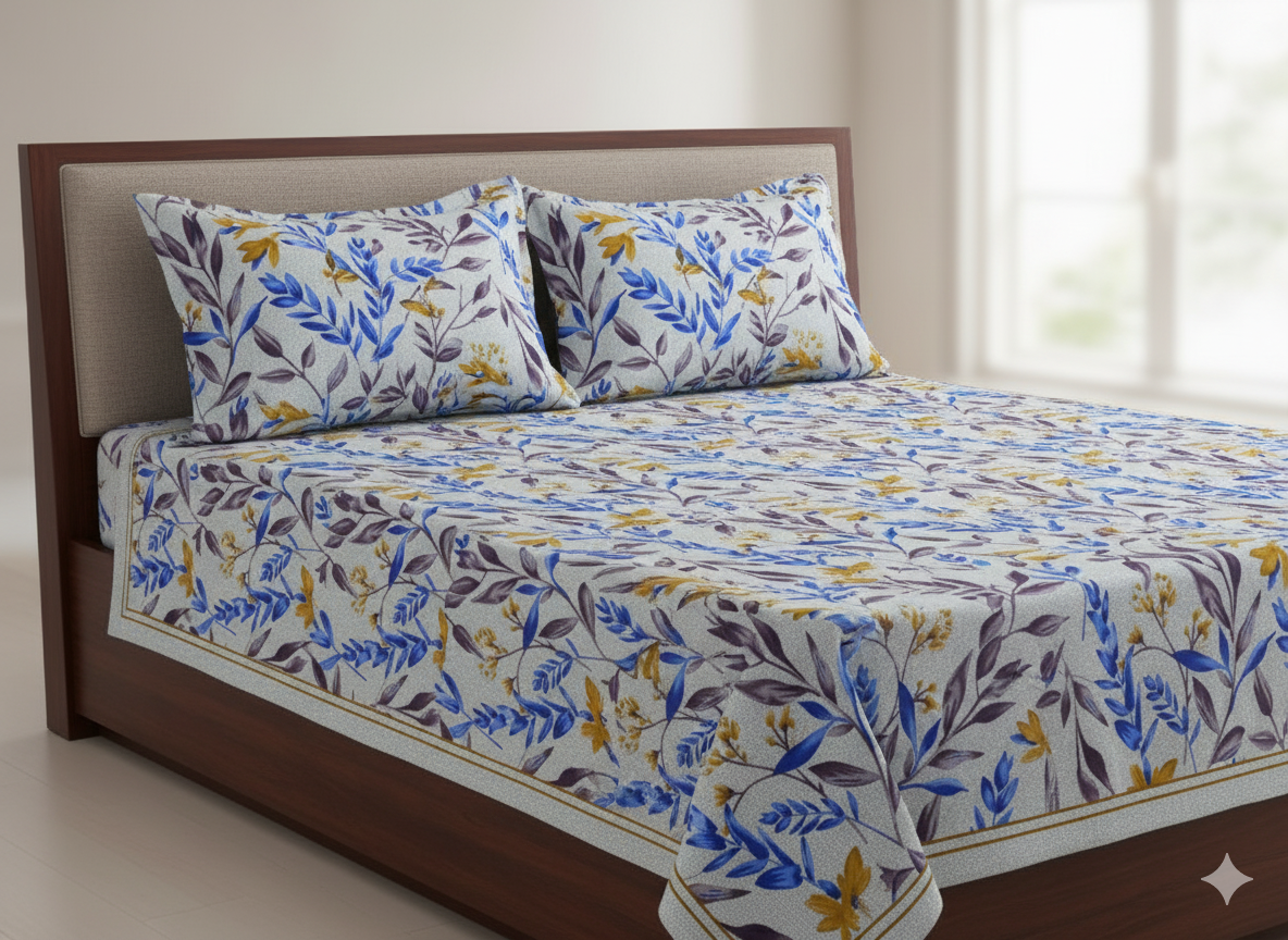 Premium Floral Double Bedsheet Set | Neyva Official | Comfortable 3-Piece
