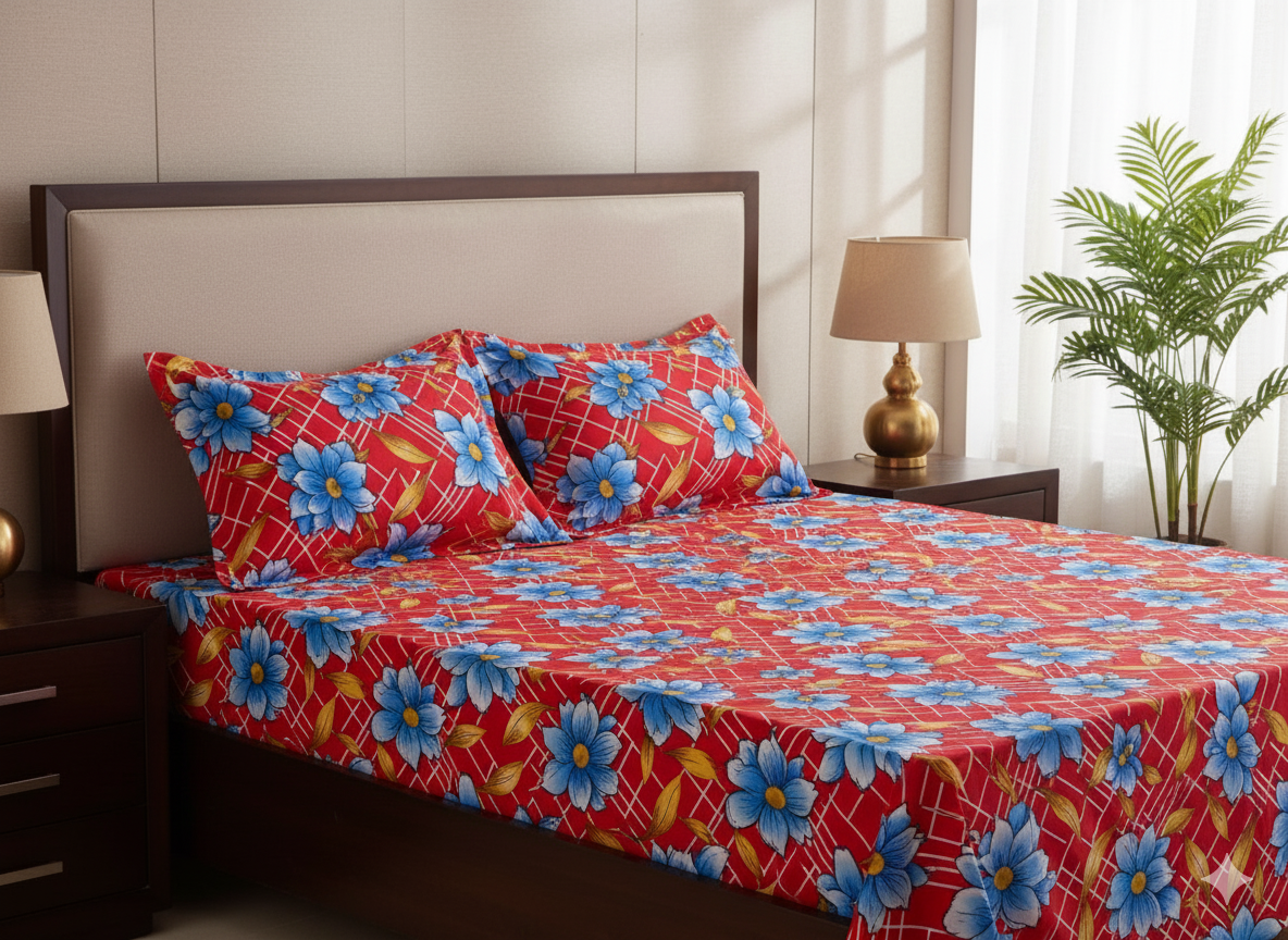 Premium Floral Double Bedsheet Set | Neyva Official | Comfortable 3-Piece