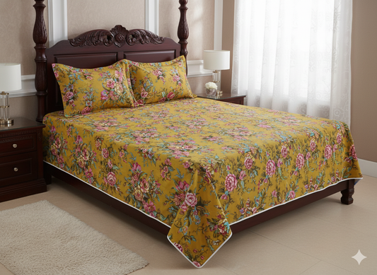 Premium Floral Double Bedsheet Set | Neyva Official | Comfortable 3-Piece