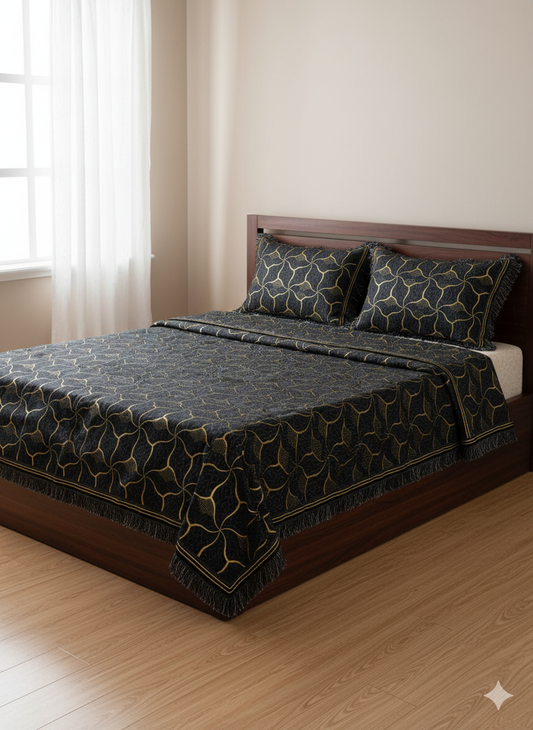 Black Premium Velvet Bedsheat Set | Neyva Official | Comfortable 3-Piece