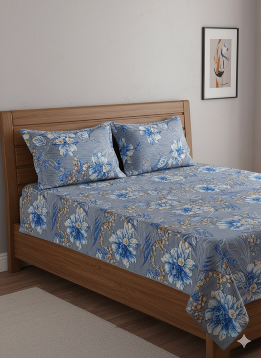 Premium Floral Double Bedsheet Set | Neyva Official | Comfortable 3-Piece