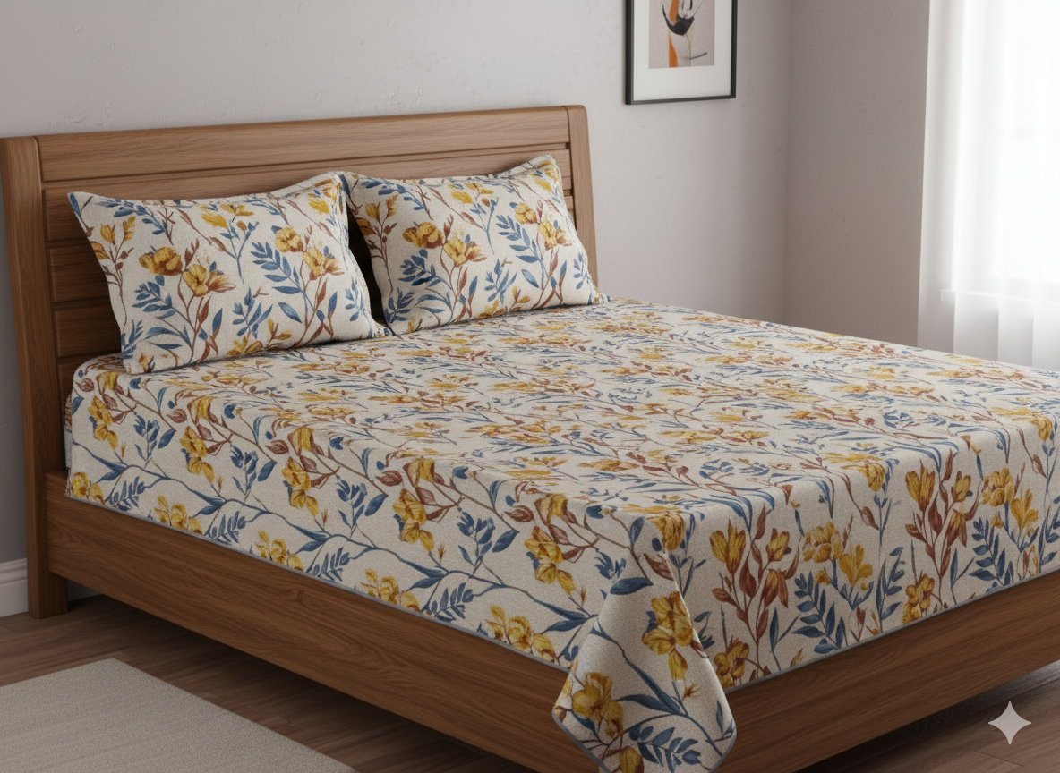 Premium Floral Double Bedsheet Set | Neyva Official | Comfortable 3-Piece