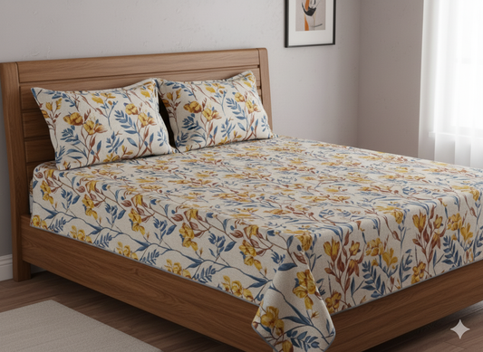 Premium Floral Double Bedsheet Set | Neyva Official | Comfortable 3-Piece