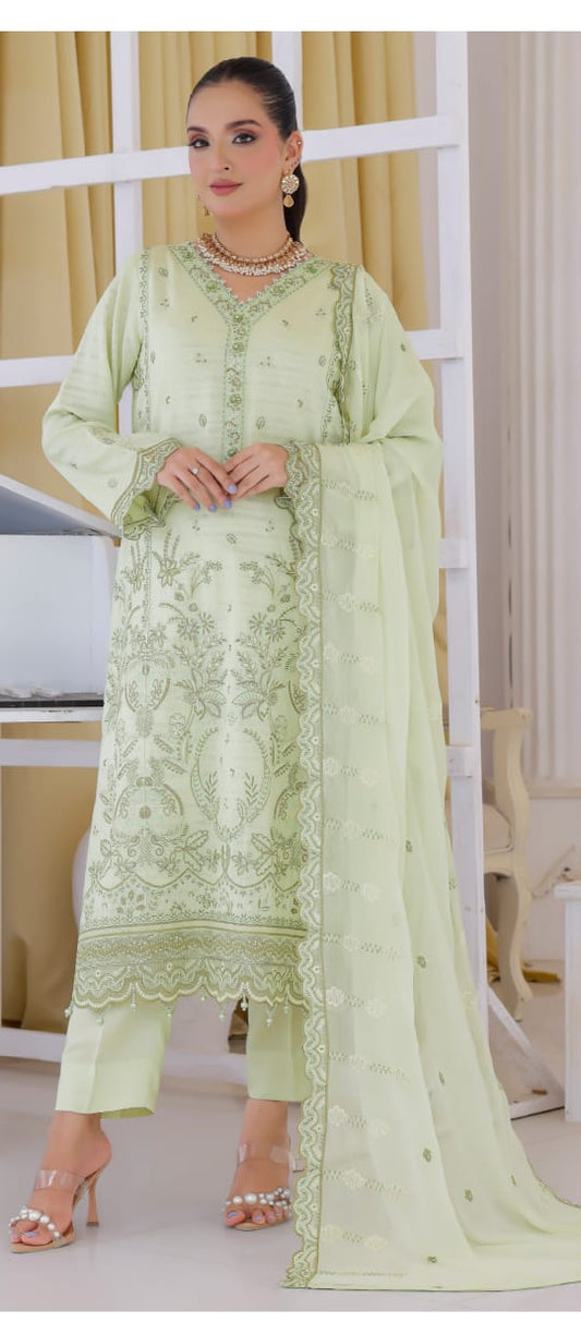 Zaras Collection  | Neyva Official | Bana Dora Viscose Embroidered 3 Piece Suit