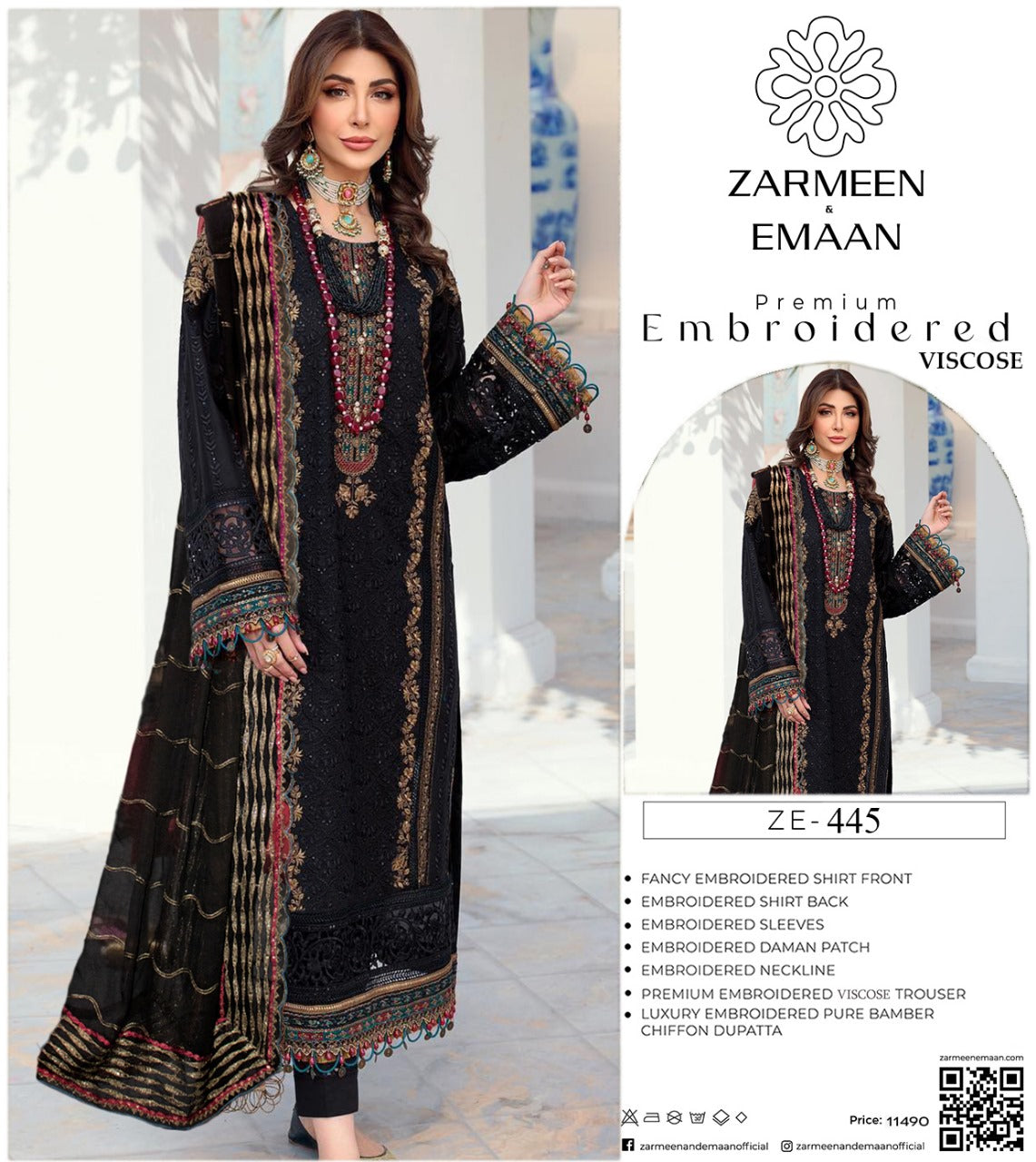 Zarmeen Eman Volume | Neyva Official | Premium Embroidered Viscose 3-Piece Suit