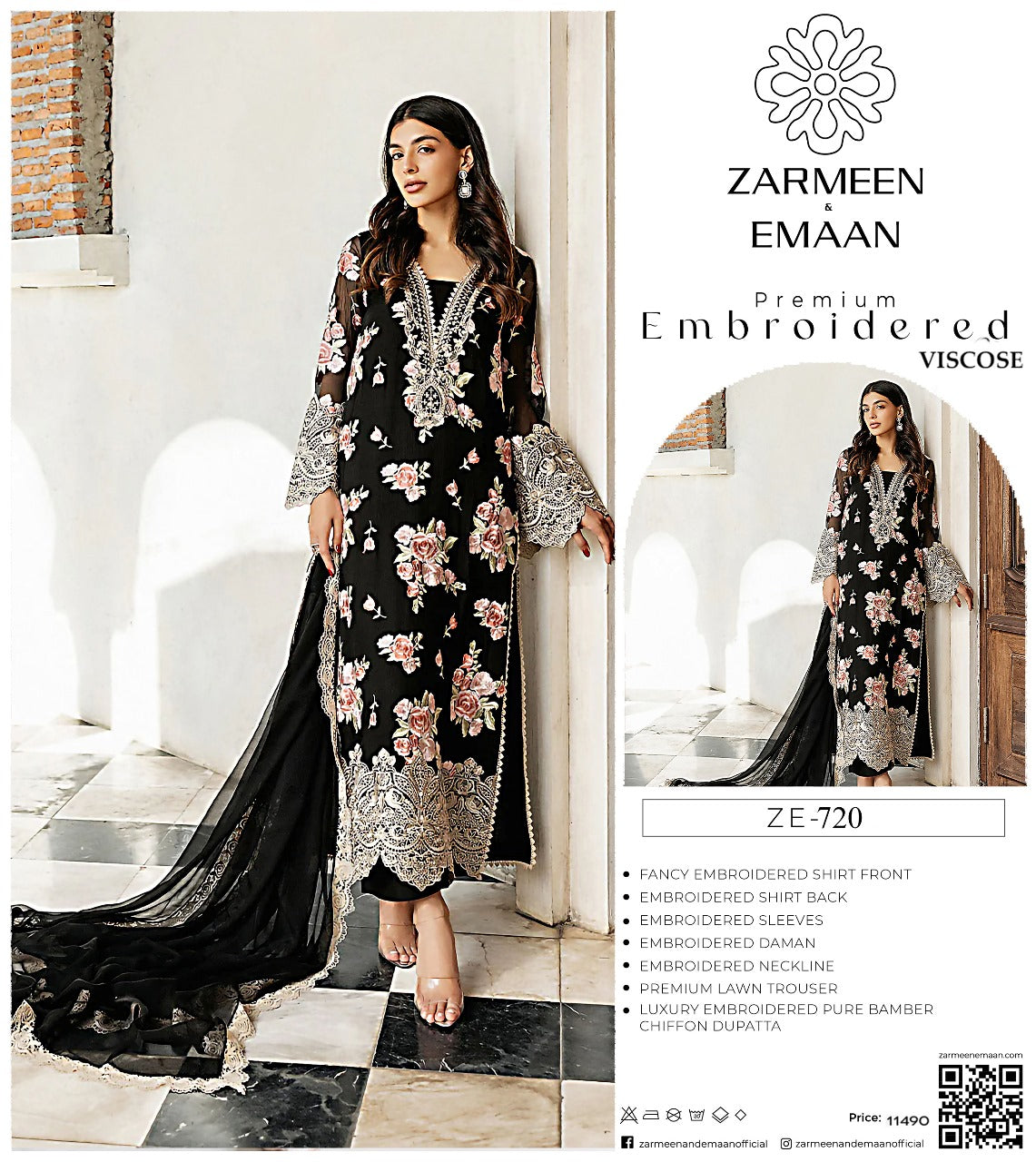 Zarmeen Eman Volume | Neyva Official | Premium Embroidered Viscose 3-Piece Suit