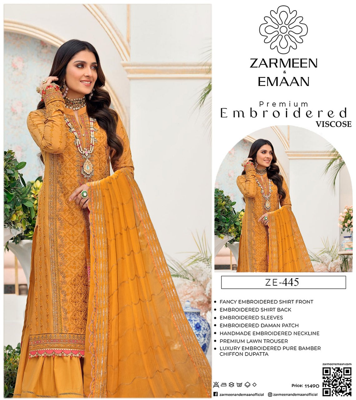 Zarmeen Eman Volume | Neyva Official | Premium Embroidered Viscose 3-Piece Suit
