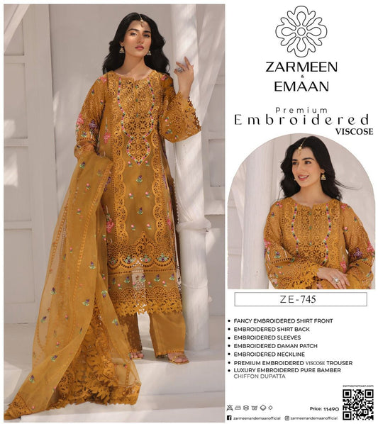 Zarmeen Eman Volume | Neyva Official | Premium Embroidered Viscose 3-Piece Suit
