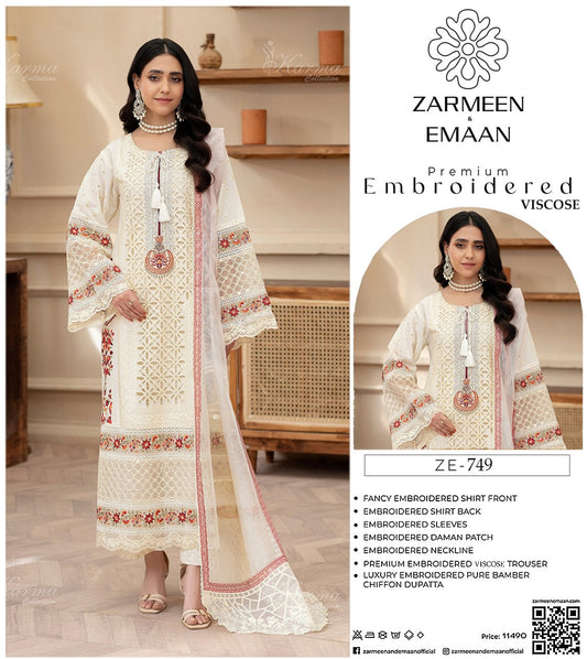 Zarmeen Eman Volume | Neyva Official | Premium Embroidered Viscose 3-Piece Suit