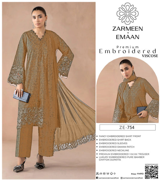 Zarmeen Eman Volume | Neyva Official | Premium Embroidered Viscose 3-Piece Suit