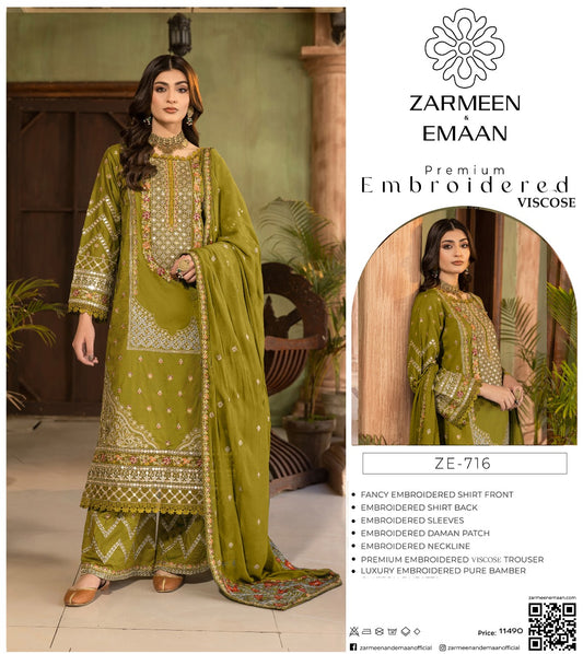 Zarmeen Eman Volume | Neyva Official | Premium Embroidered Viscose 3-Piece Suit