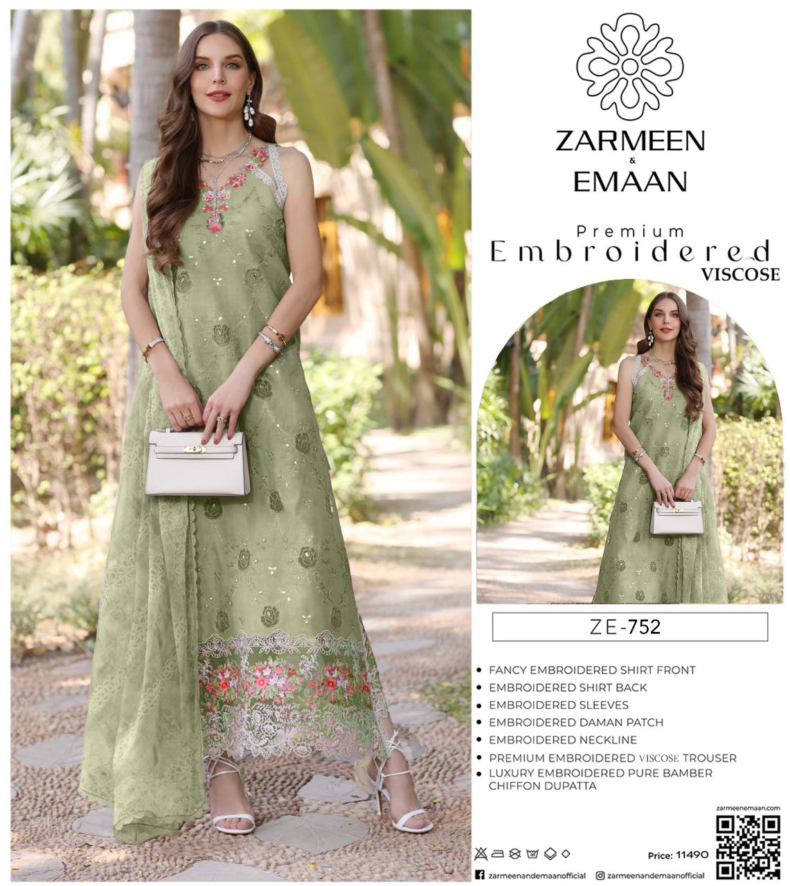 Zarmeen Eman Volume | Neyva Official | Premium Embroidered Viscose 3-Piece Suit