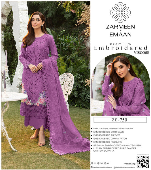 Zarmeen Eman Volume | Neyva Official | Premium Embroidered Viscose 3-Piece Suit