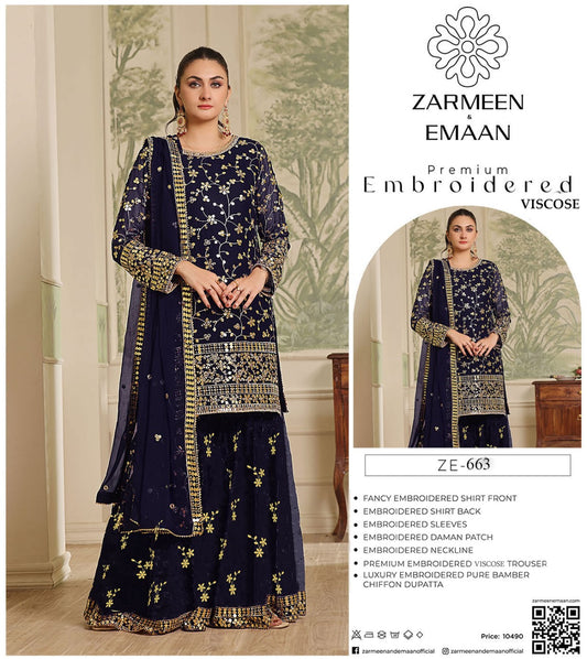 Zarmeen Eman Volume | Neyva Official | Premium Embroidered Viscose 3-Piece Suit