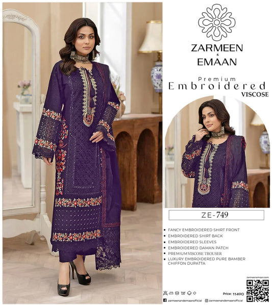 Zarmeen Eman Volume | Neyva Official | Premium Embroidered Viscose 3-Piece Suit
