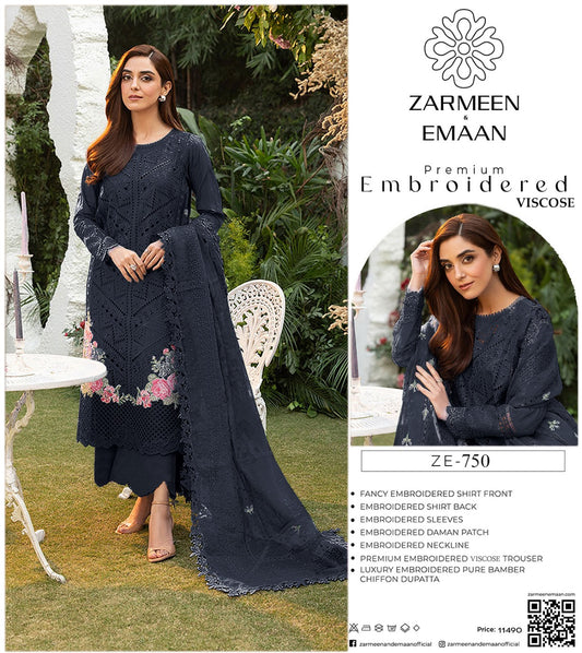 Zarmeen Eman Volume | Neyva Official | Premium Embroidered Viscose 3-Piece Suit