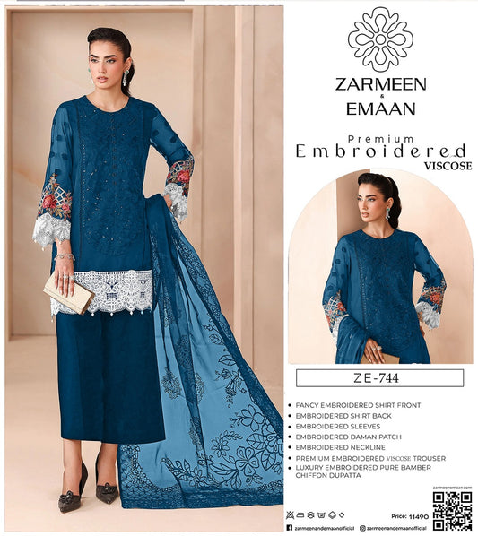 Zarmeen Eman Volume | Neyva Official | Premium Embroidered Viscose 3-Piece Suit