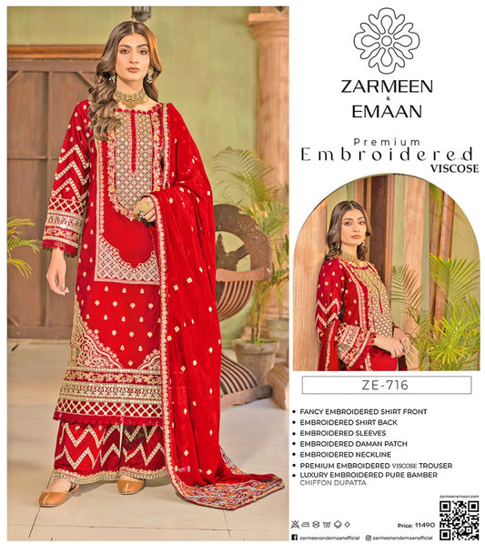 Zarmeen Eman Volume | Neyva Official | Premium Embroidered Viscose 3-Piece Suit