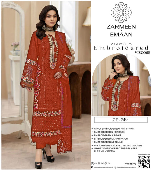 Zarmeen Eman Volume | Neyva Official | Premium Embroidered Viscose 3-Piece Suit