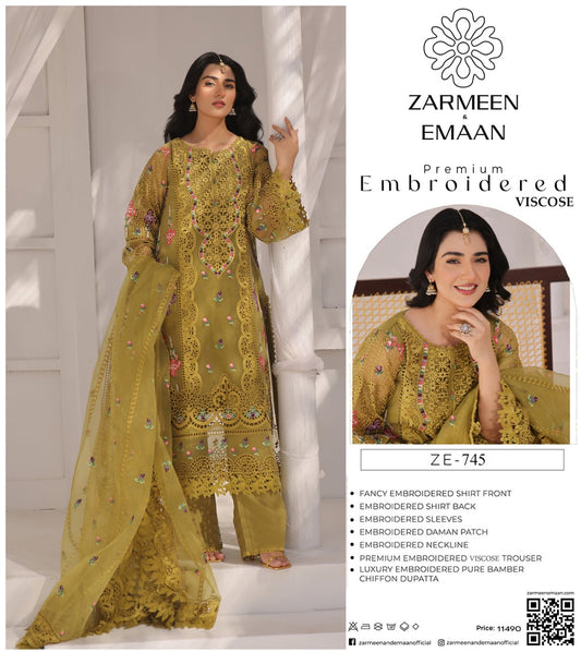 Zarmeen Eman Volume | Neyva Official | Premium Embroidered Viscose 3-Piece Suit