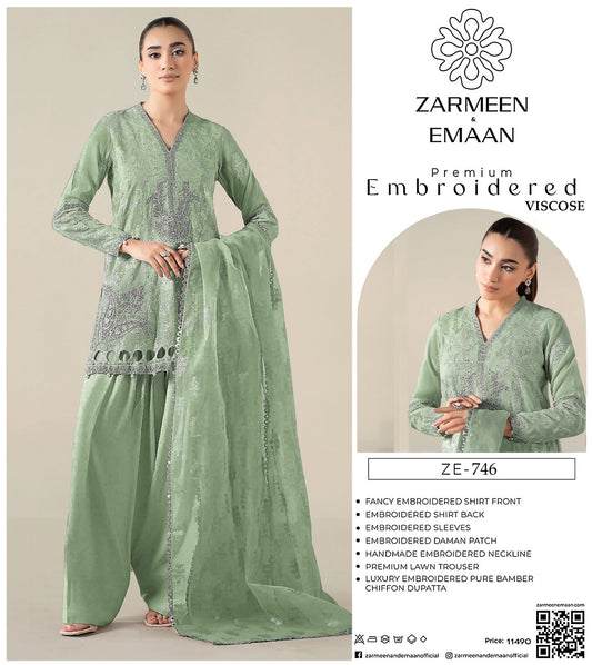 Zarmeen Eman Volume | Neyva Official | Premium Embroidered Viscose 3-Piece Suit