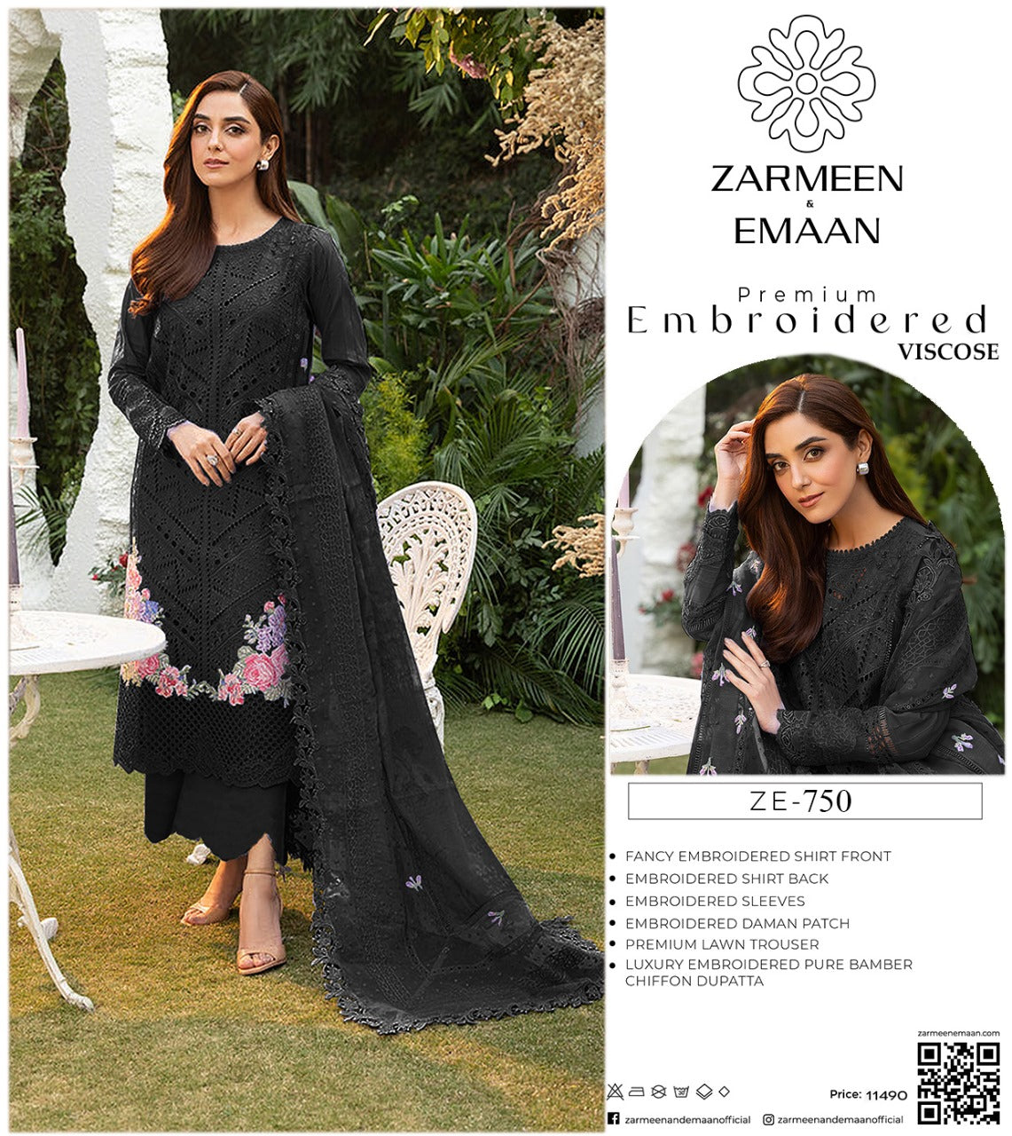 Zarmeen Eman Volume | Neyva Official | Premium Embroidered Viscose 3-Piece Suit