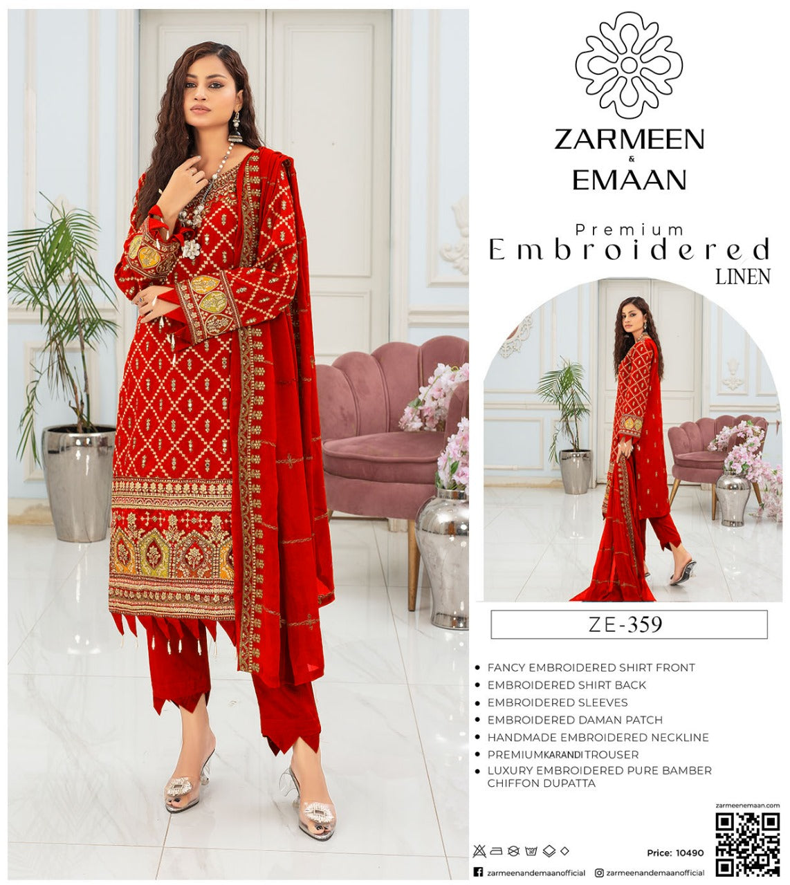 Zarmeen Eman Volume | Neyva Official | Premium Embroidered Viscose 3-Piece Suit